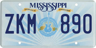 MS license plate ZKM890