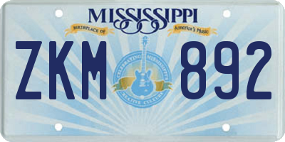 MS license plate ZKM892