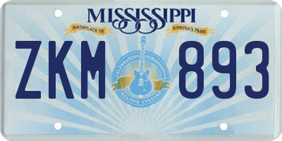 MS license plate ZKM893
