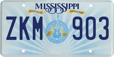 MS license plate ZKM903