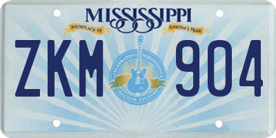 MS license plate ZKM904