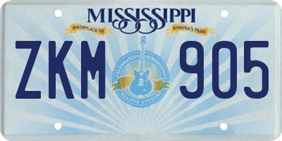 MS license plate ZKM905