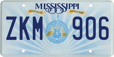MS license plate ZKM906