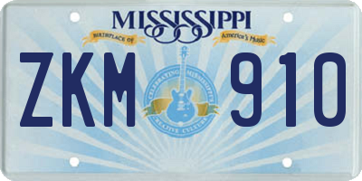 MS license plate ZKM910
