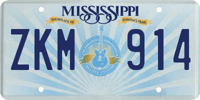 MS license plate ZKM914