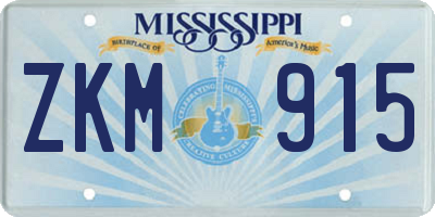MS license plate ZKM915