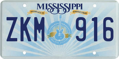 MS license plate ZKM916