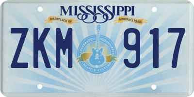 MS license plate ZKM917