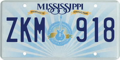 MS license plate ZKM918