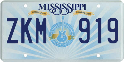 MS license plate ZKM919