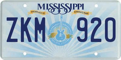 MS license plate ZKM920