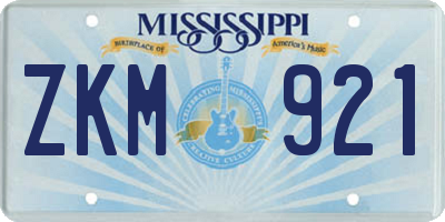 MS license plate ZKM921