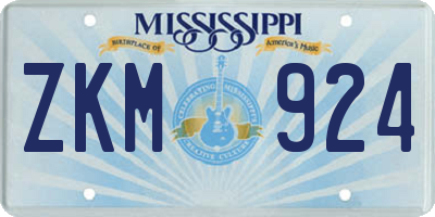 MS license plate ZKM924