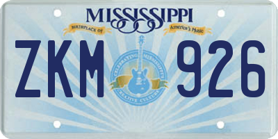MS license plate ZKM926