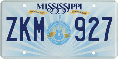 MS license plate ZKM927
