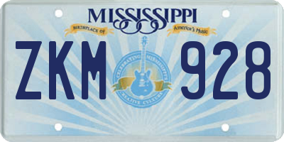 MS license plate ZKM928