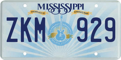 MS license plate ZKM929