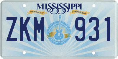MS license plate ZKM931