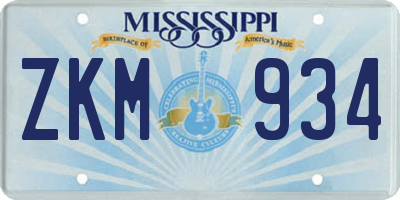 MS license plate ZKM934