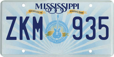 MS license plate ZKM935