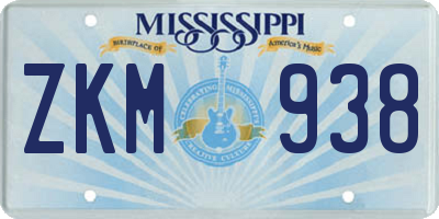 MS license plate ZKM938
