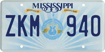MS license plate ZKM940