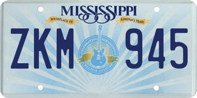 MS license plate ZKM945