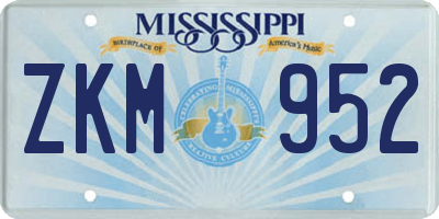 MS license plate ZKM952