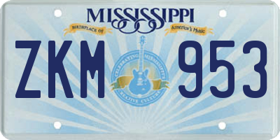 MS license plate ZKM953