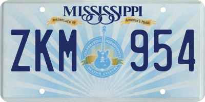 MS license plate ZKM954