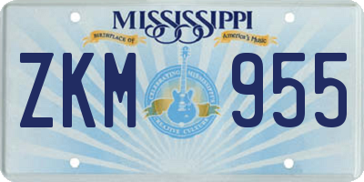 MS license plate ZKM955