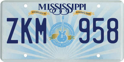 MS license plate ZKM958