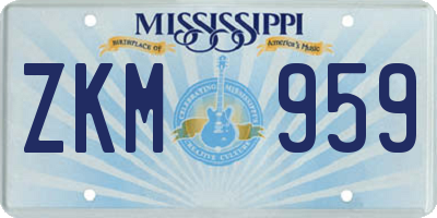 MS license plate ZKM959