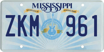 MS license plate ZKM961