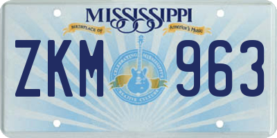 MS license plate ZKM963