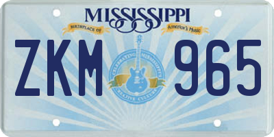 MS license plate ZKM965