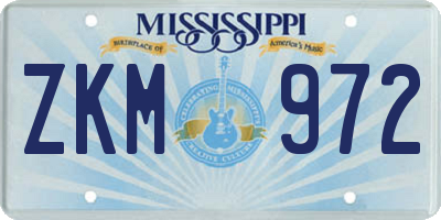 MS license plate ZKM972