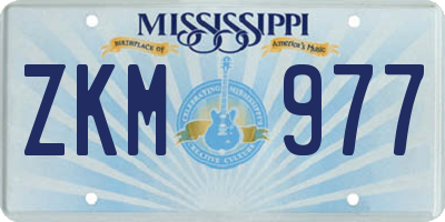 MS license plate ZKM977