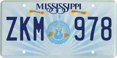 MS license plate ZKM978