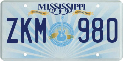 MS license plate ZKM980