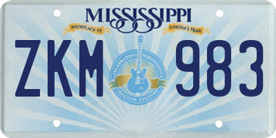 MS license plate ZKM983
