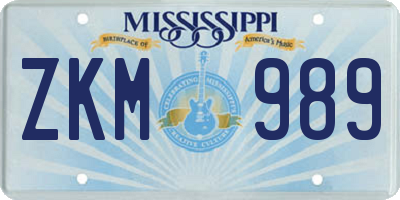 MS license plate ZKM989