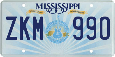 MS license plate ZKM990