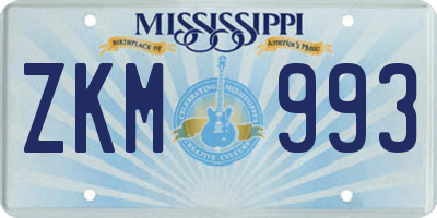 MS license plate ZKM993