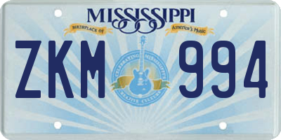 MS license plate ZKM994