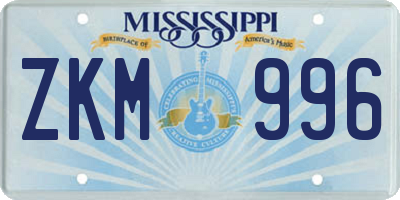 MS license plate ZKM996