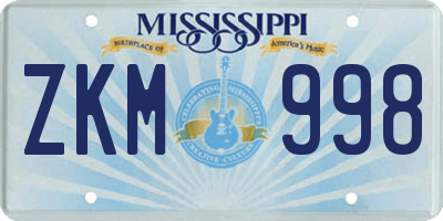 MS license plate ZKM998