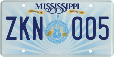MS license plate ZKN005