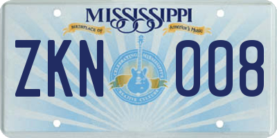 MS license plate ZKN008