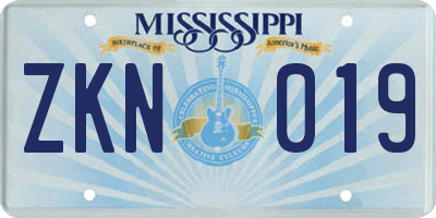 MS license plate ZKN019